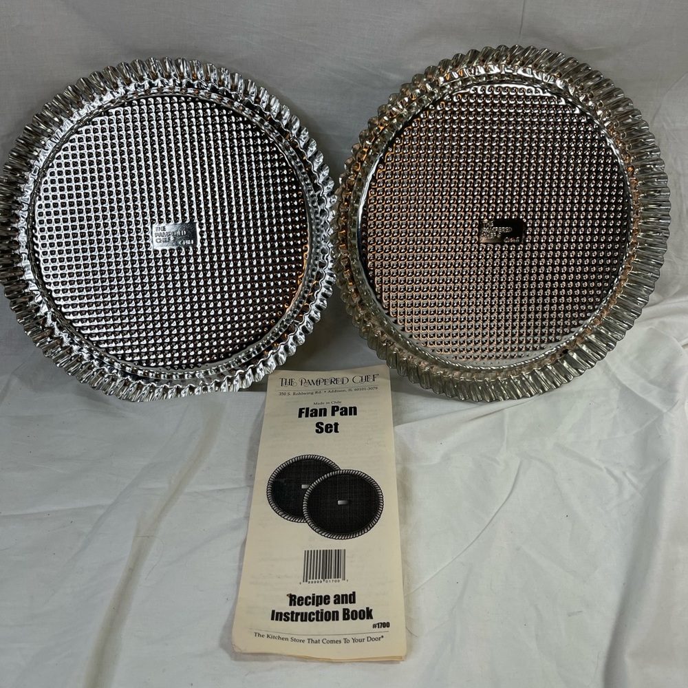 Pampered Chef Silver Bakeware Aluminum Pie, Tart Pans #1700, 1996